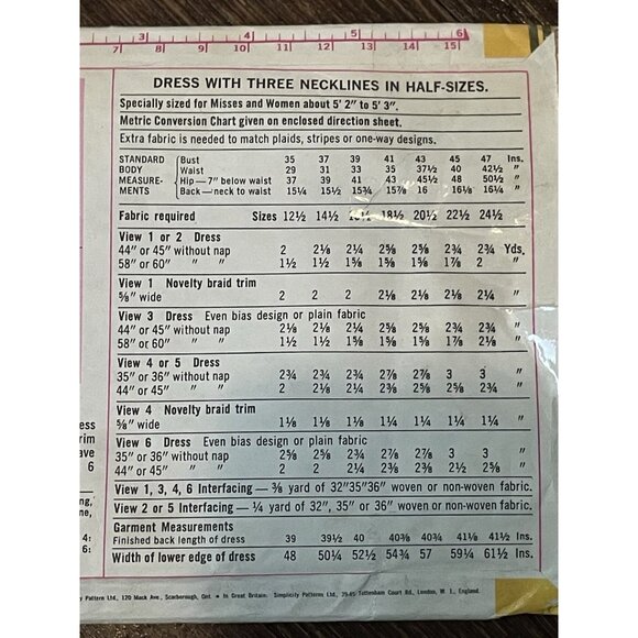 Simplicity 5622 Look Slimmer Pattern Vintage 1970s Misses Dress Size 20.5 UNCUT - Picture 4 of 4